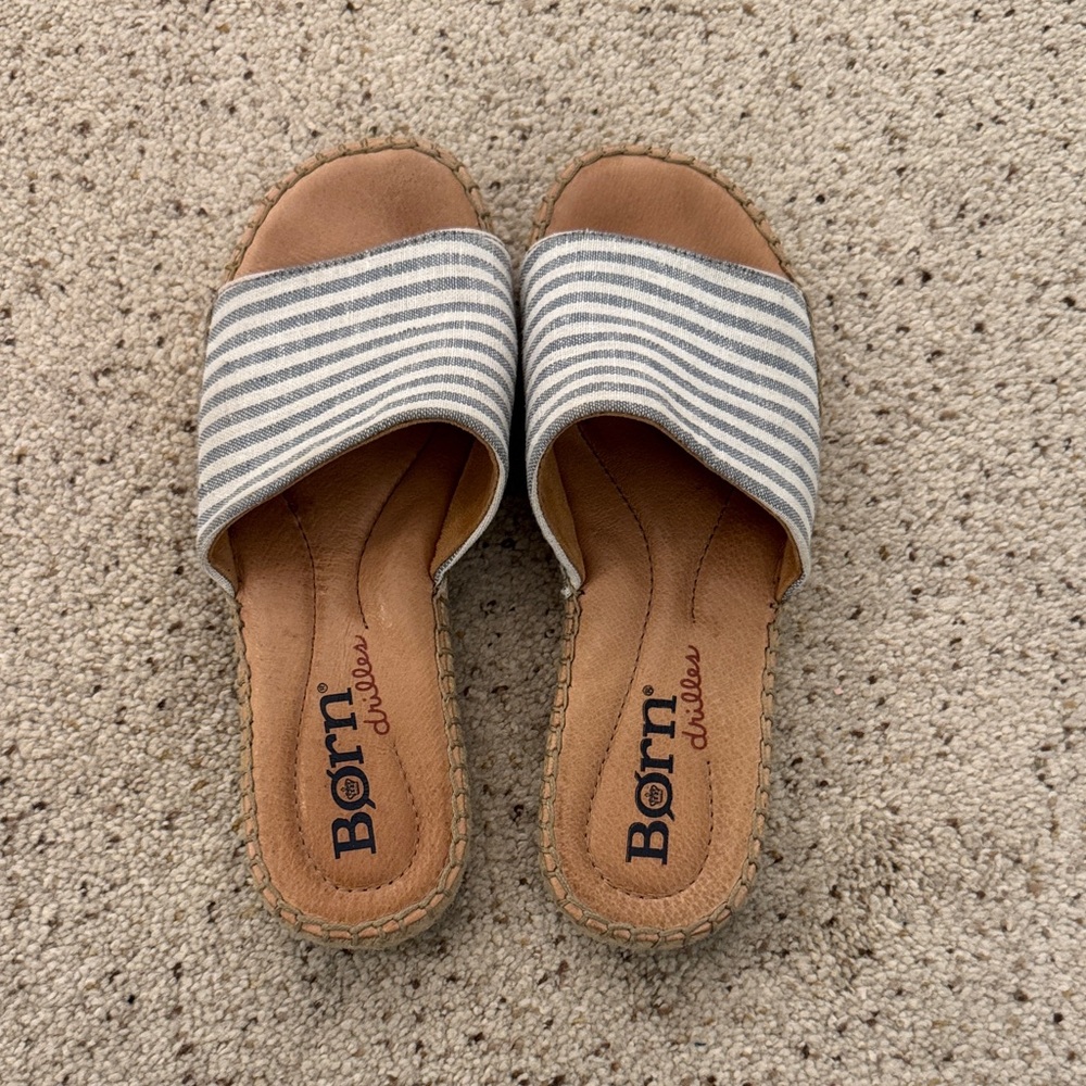 Born Women's Sandals with Gray and White Stripes